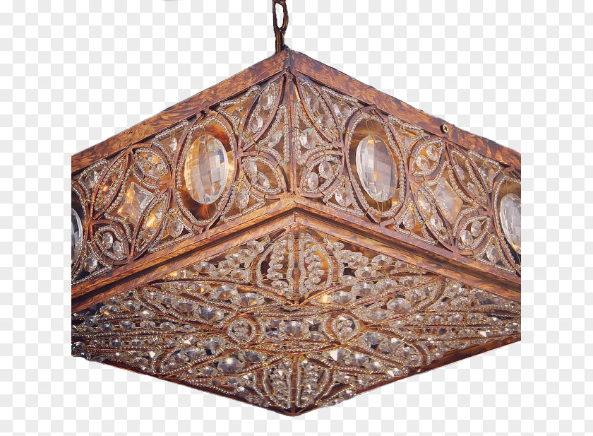 Crystal Chandelier Copper Ceiling PNG