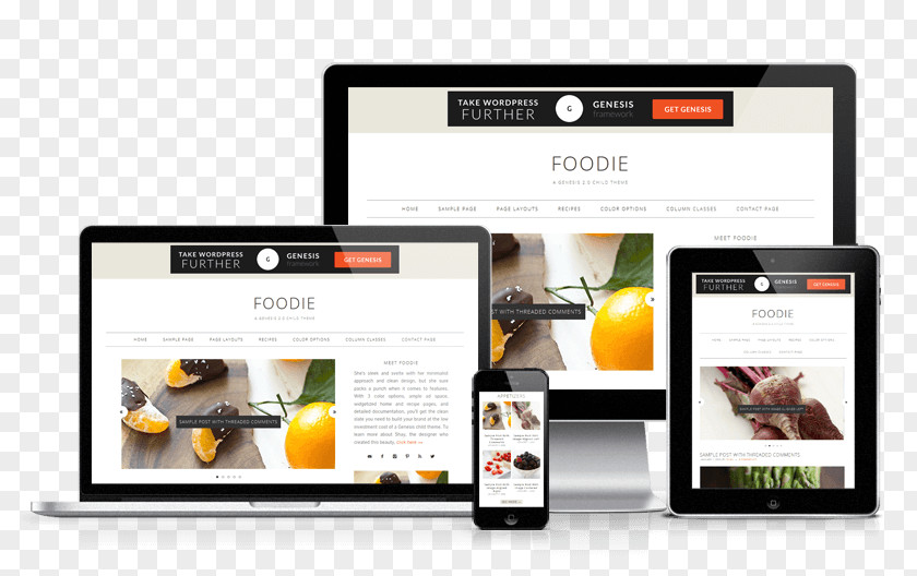 Delicacy Food Feast WordPress.com Blog Theme Responsive Web Design PNG