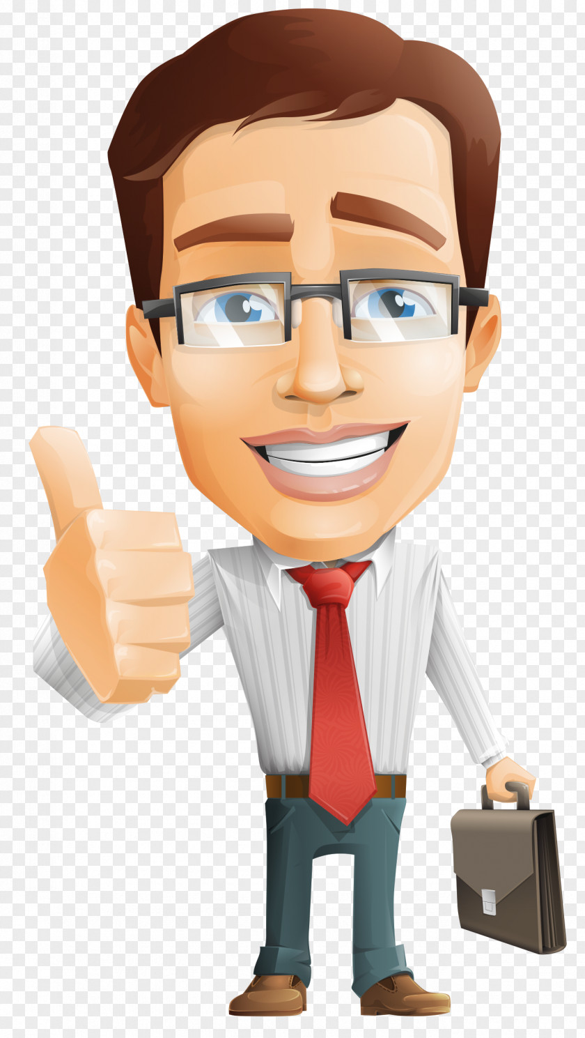 Thinking Man Cartoon Character Businessperson PNG