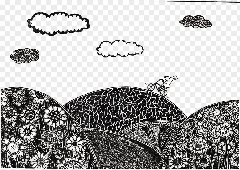 Vector Lead Painting Mountain Black And White Illustrator Illustration PNG