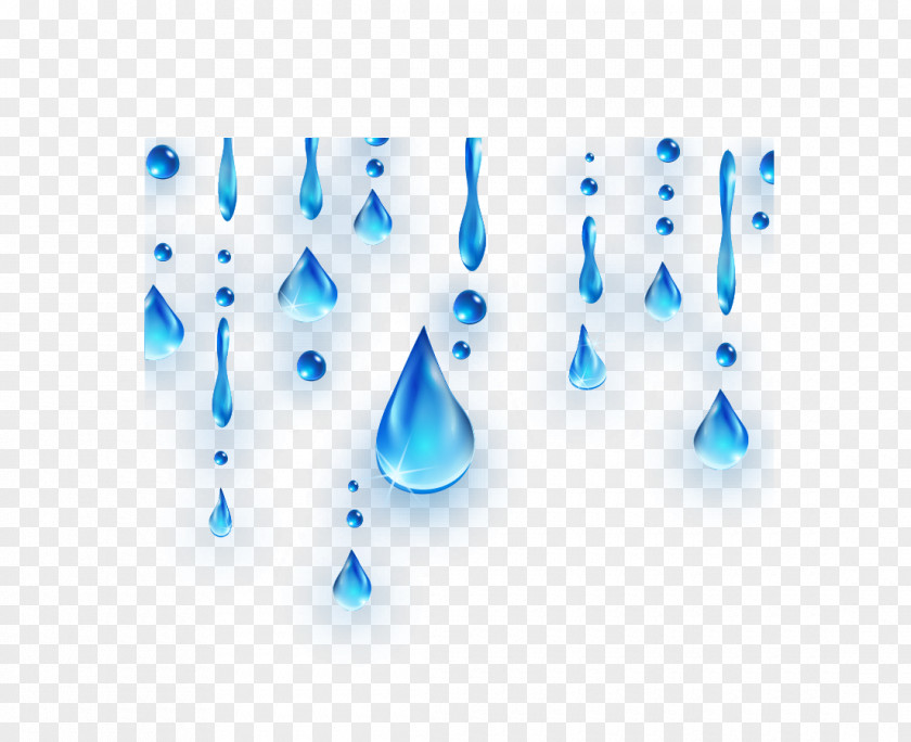 Beautiful Blue Water Droplets Drop High-definition Television PNG