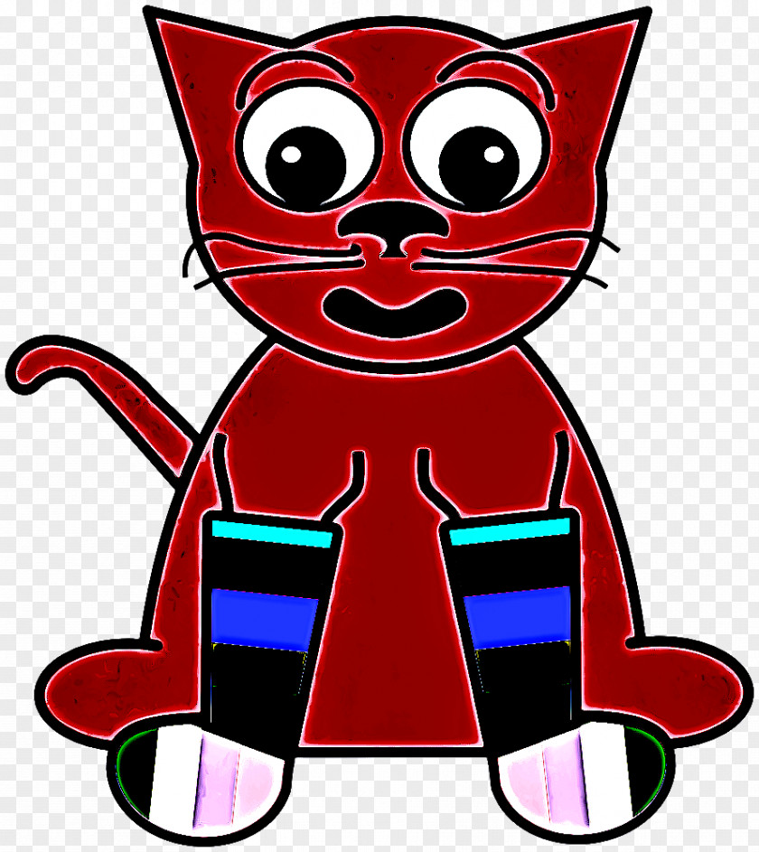 Magenta Fictional Character Cartoon Clip Art Pink Line Cat PNG