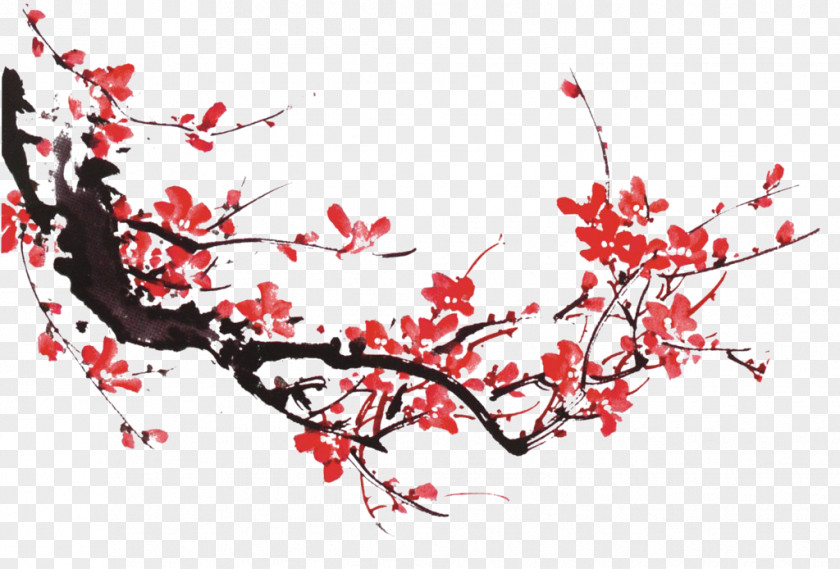 Ink Plum Chinese New Year Paper Cutting PNG