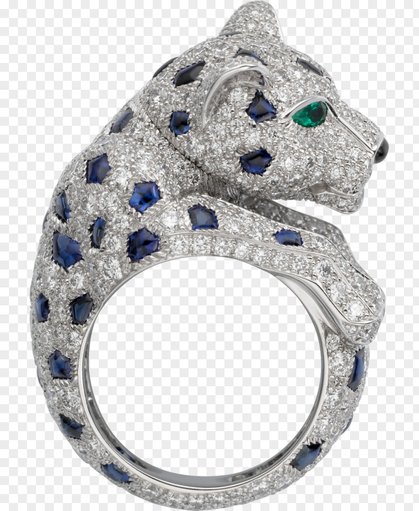 Sapphire Ring Cartier Emerald Diamond PNG
