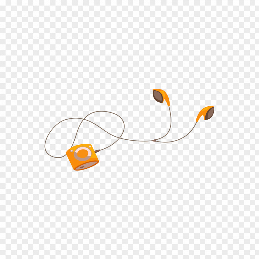 Orange Headphones And Walkman PNG