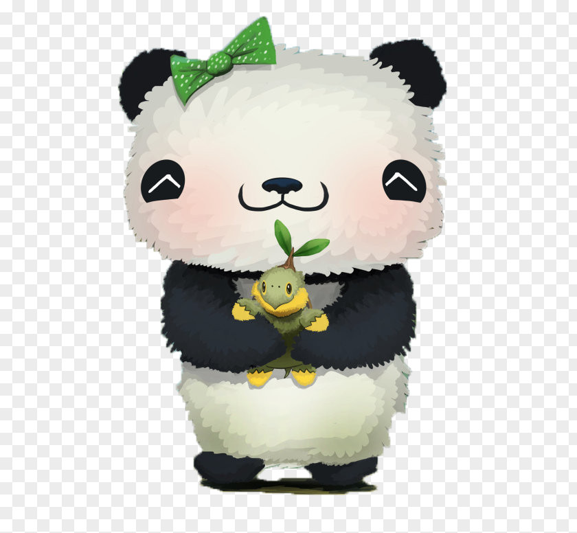Cute Panda Giant Red Illustration PNG