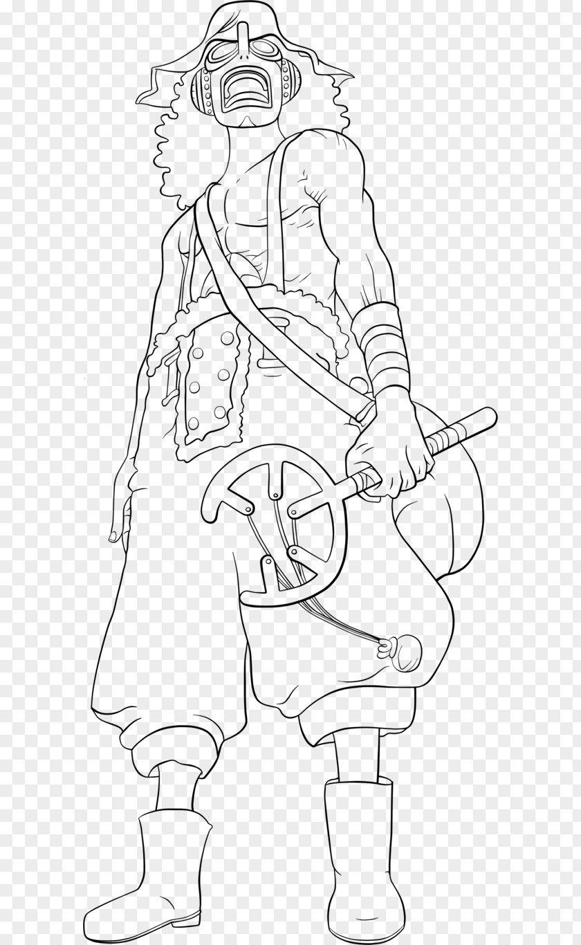 One Piece Usopp Line Art Drawing Sketch PNG