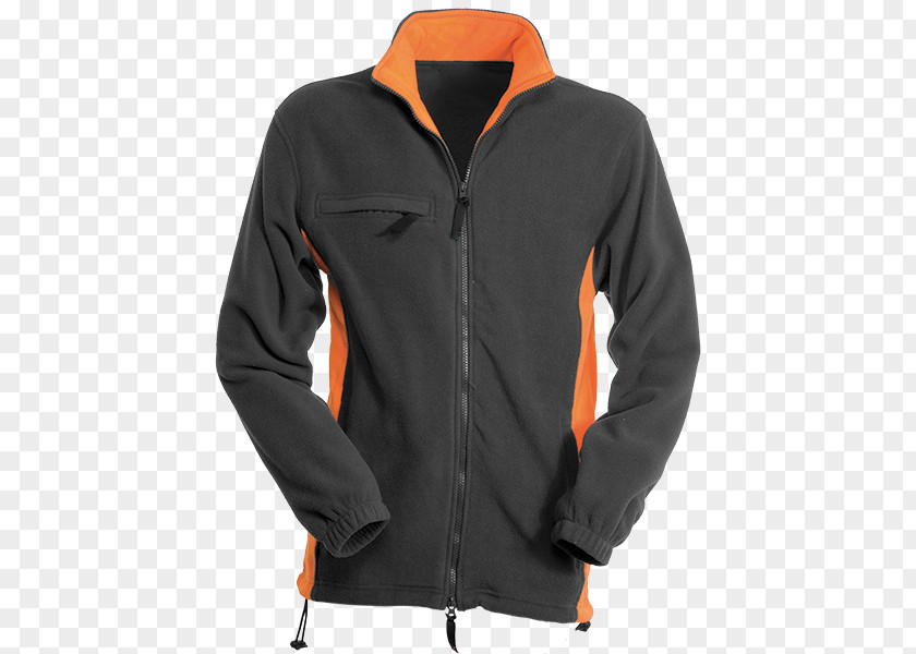 Orange Grey Polar Fleece Jacket Neck Black M PNG