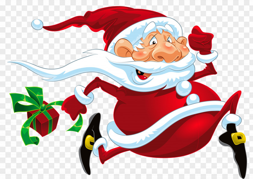 Santa Claus Running Clip Art PNG