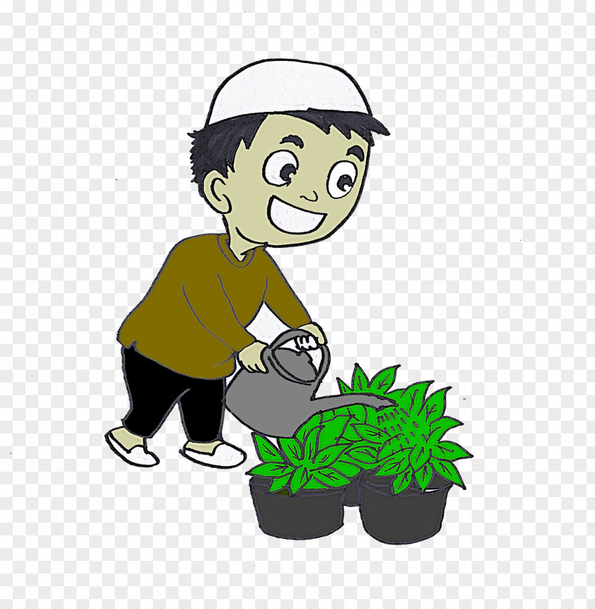 Cartoon Gardener Grass Plant PNG