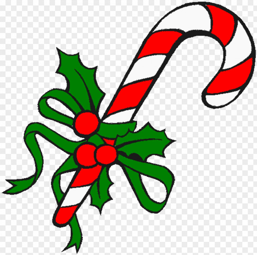 Christmas Candy Cane Ribbon Stick Clip Art PNG