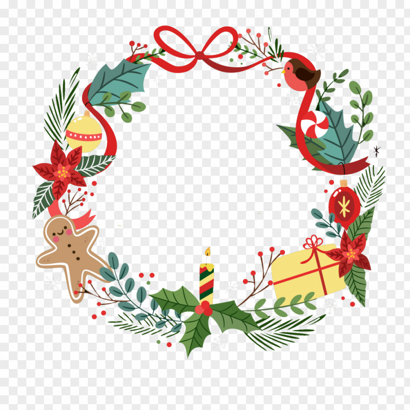 Santa Claus Wreath Christmas Day Ornament Vector Graphics PNG