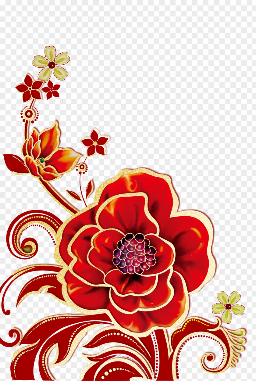 Rich Flowers Tea Mooncake Packaging And Labeling Box PNG