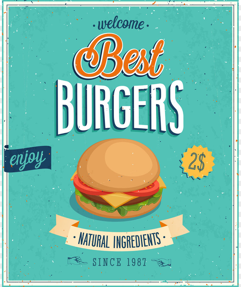 Vector Burger Menu Hamburger Fast Food Poster Illustration PNG