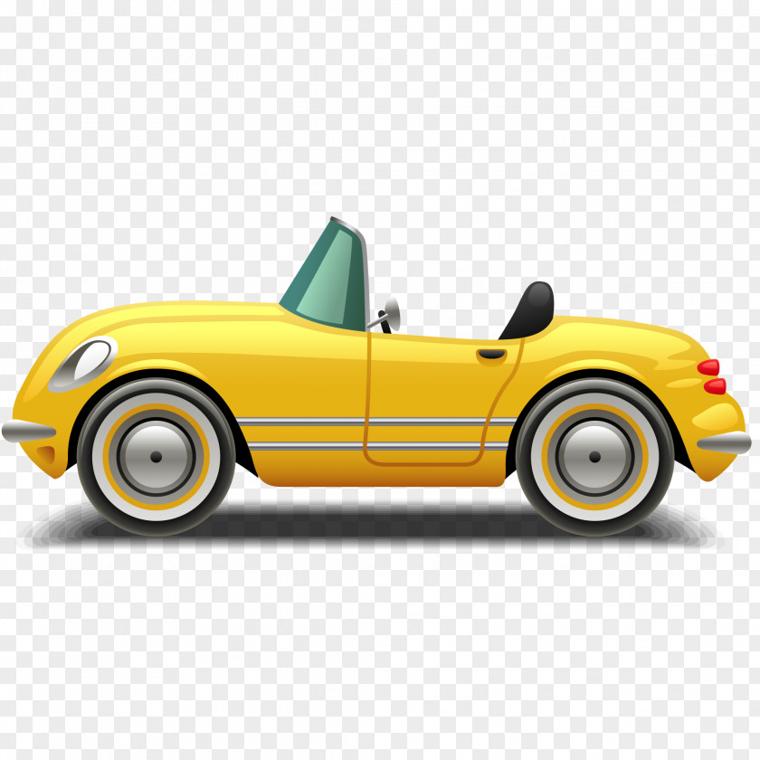 Vector Cartoon Yellow Car Sports Convertible PNG