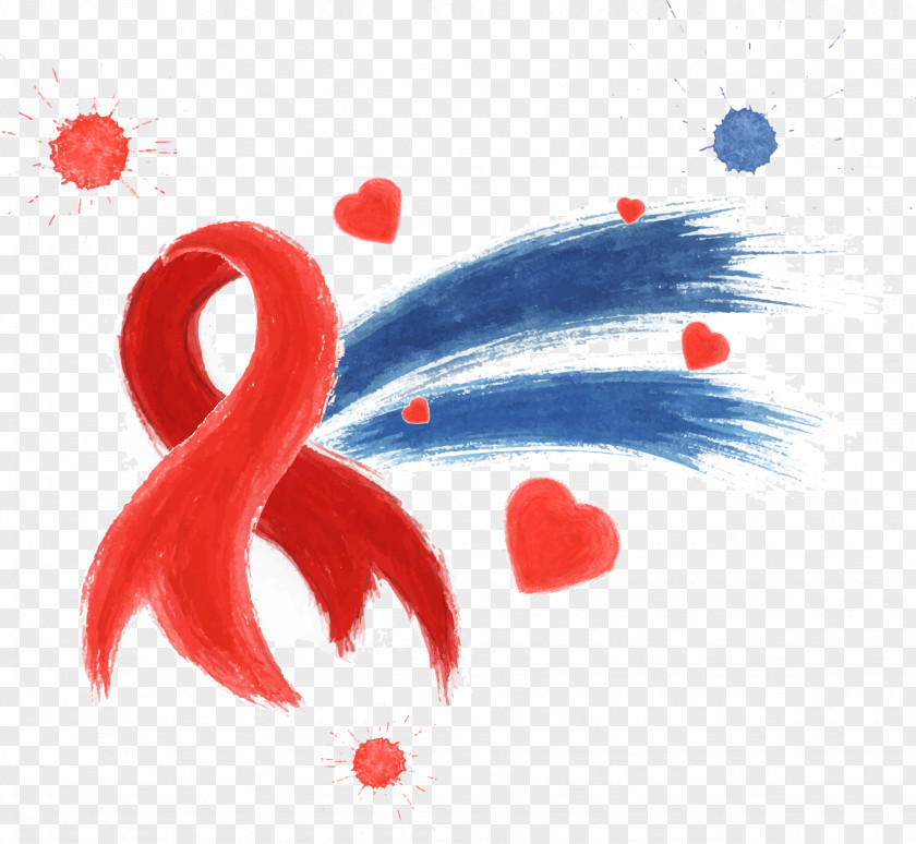 Simple Hand-painted AIDS Red Ribbon Vector International Day Of Charity World PNG