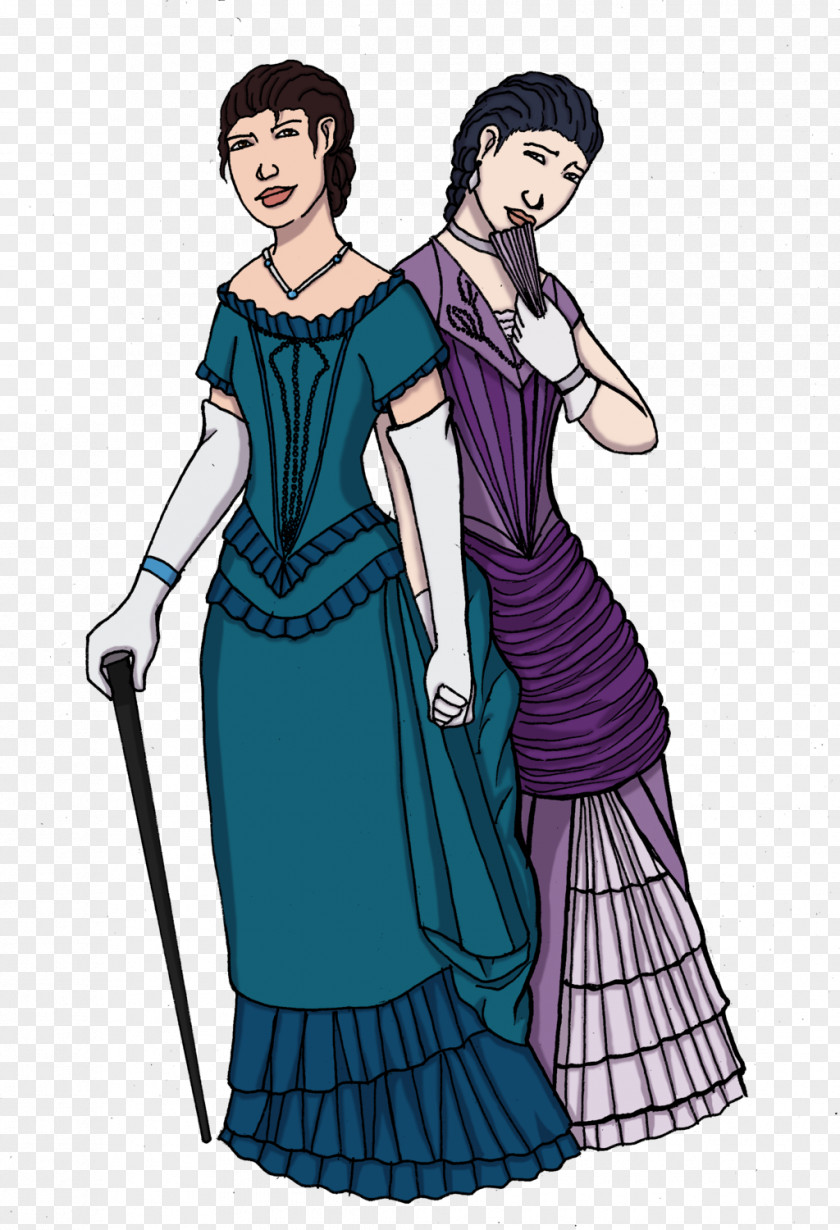 VICTORIAN AGE Gown Costume Design Cartoon PNG