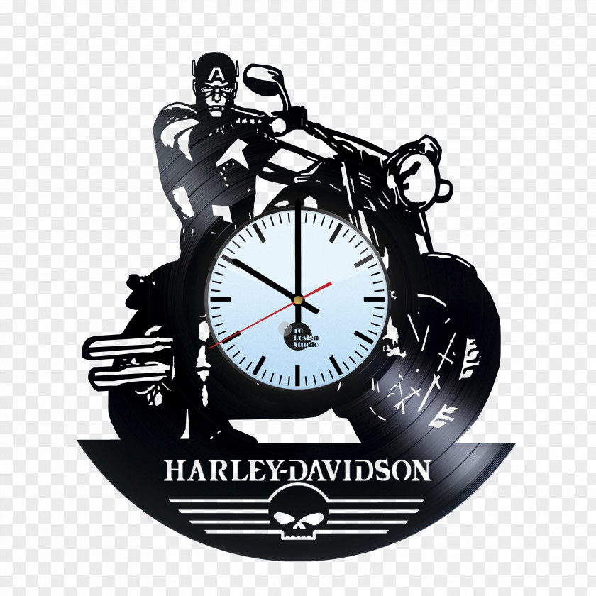 Wall Clock Harley-Davidson Phonograph Record Motorcycle PNG