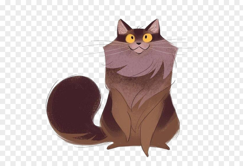 Cartoon Long Hair Kitten Maine Coon Selkirk Rex Drawing Illustration PNG