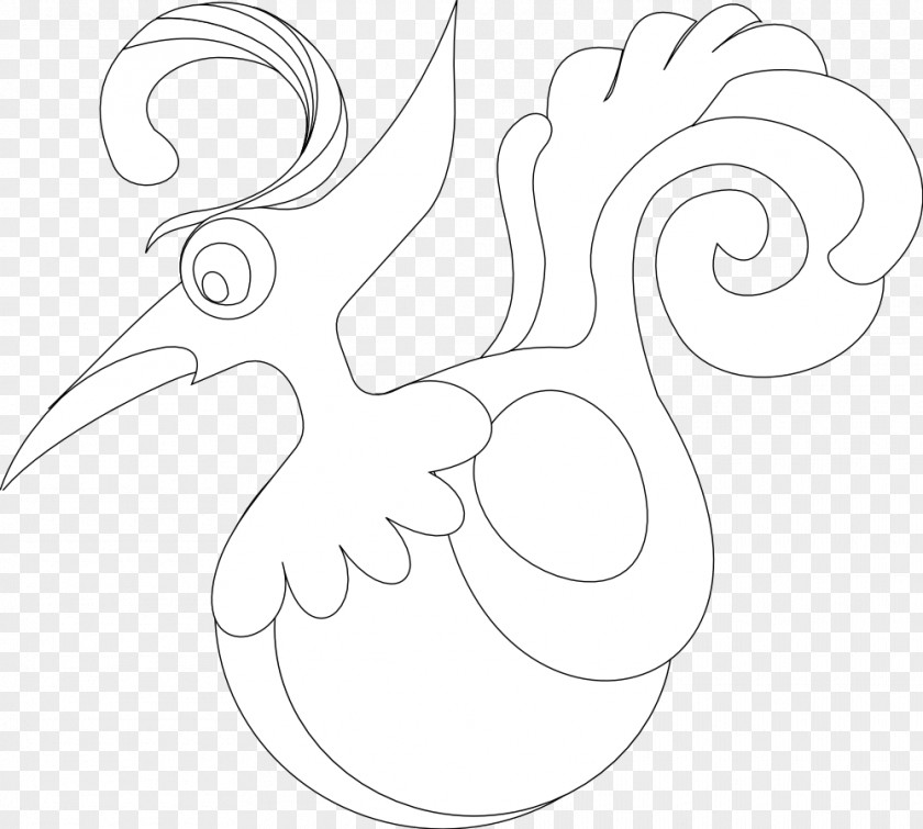 Decorative Line Drawing Bird PNG