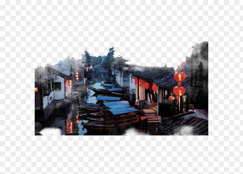Hand-painted Town Zhouzhuang Pudong Zhujiajiao Nanxun District Xitang PNG