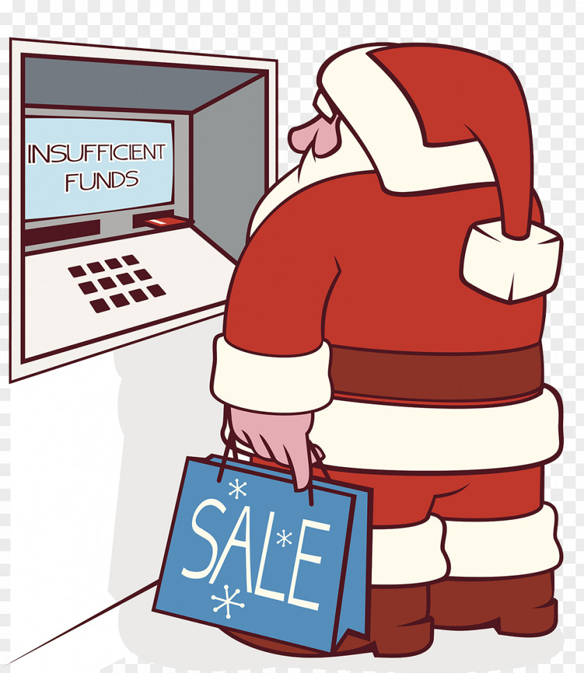 Santa Claus Shopping Drawing Illustration PNG