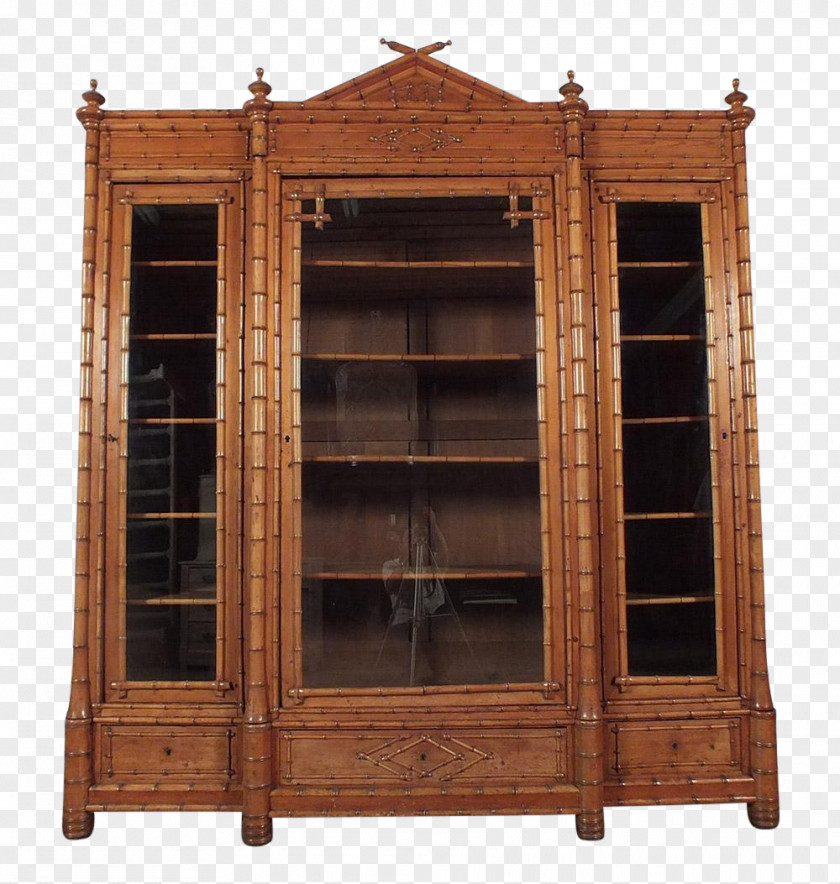 Restoration Hardware Bookcase Cupboard Shelf Antique Wood PNG