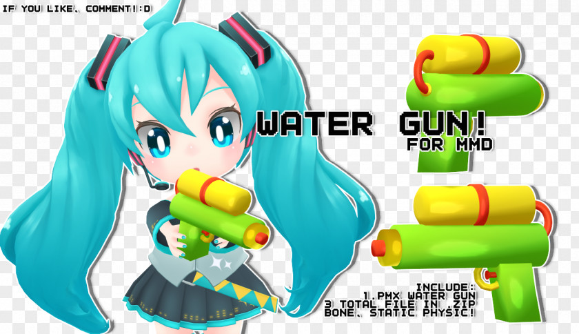 Water Gun MikuMikuDance Game Doll PNG