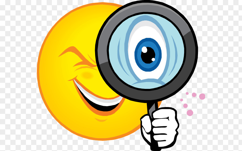 Smiley Emoticon Magnifying Glass Clip Art PNG