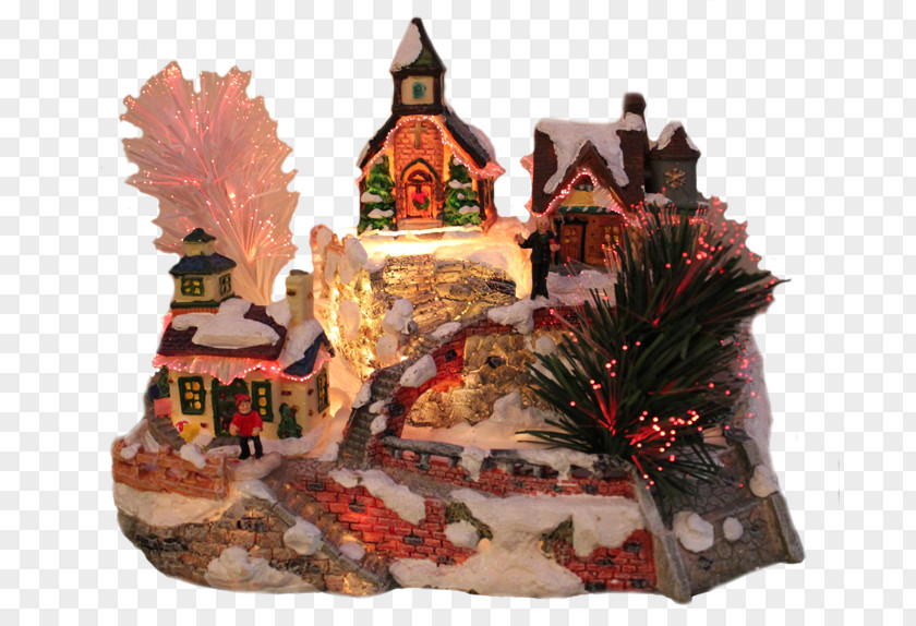 Christmas Village Food Gift Baskets Ornament PNG