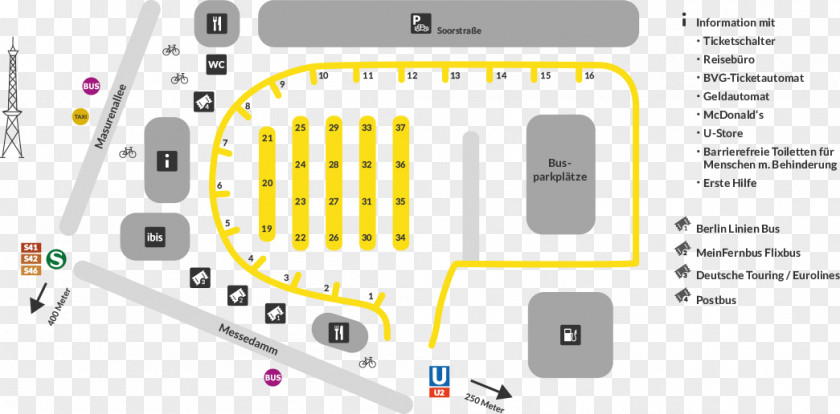 Bus ZOB Berlin Interchange Masurenallee Messe Nord/ICC Station PNG