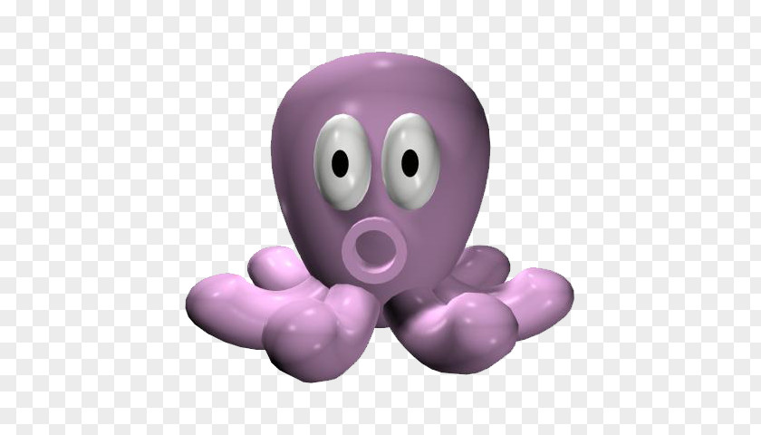 Purple Goose Surprised Octopus 3D Computer Graphics Cartoon PNG