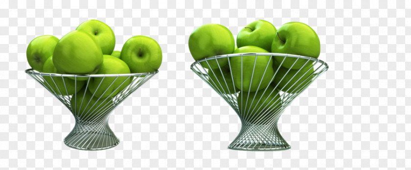 Fresh Green Apple Basket PNG