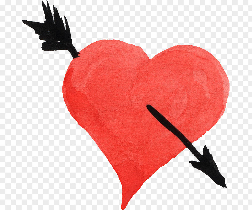Watercolor Heart Painting Arrow Clip Art PNG
