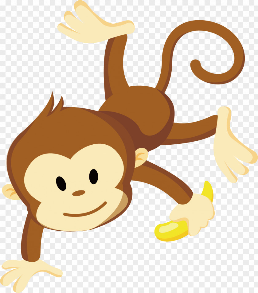 Banana Monkey Vector Clip Art PNG