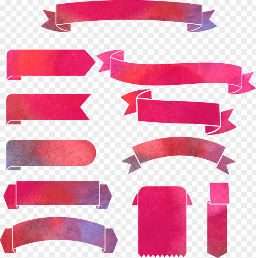 Creative Watercolor Ribbon Design Paper Red PNG