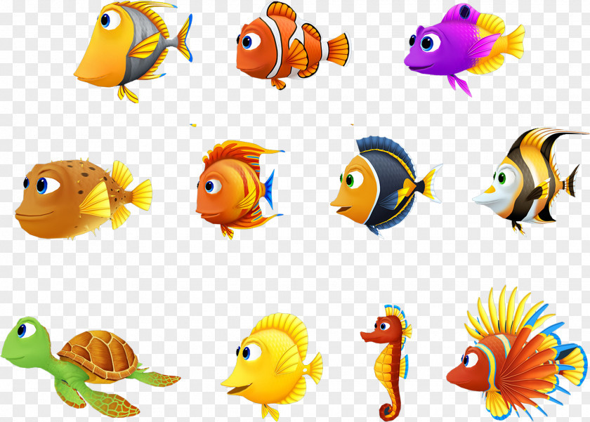 Nemo Character Seahorse Finding Ocellaris Clownfish Turtle PNG