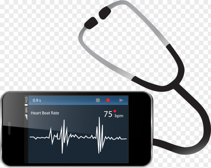Vector Stethoscope And Mobile Phone Heart Rate Monitor Smartphone PNG