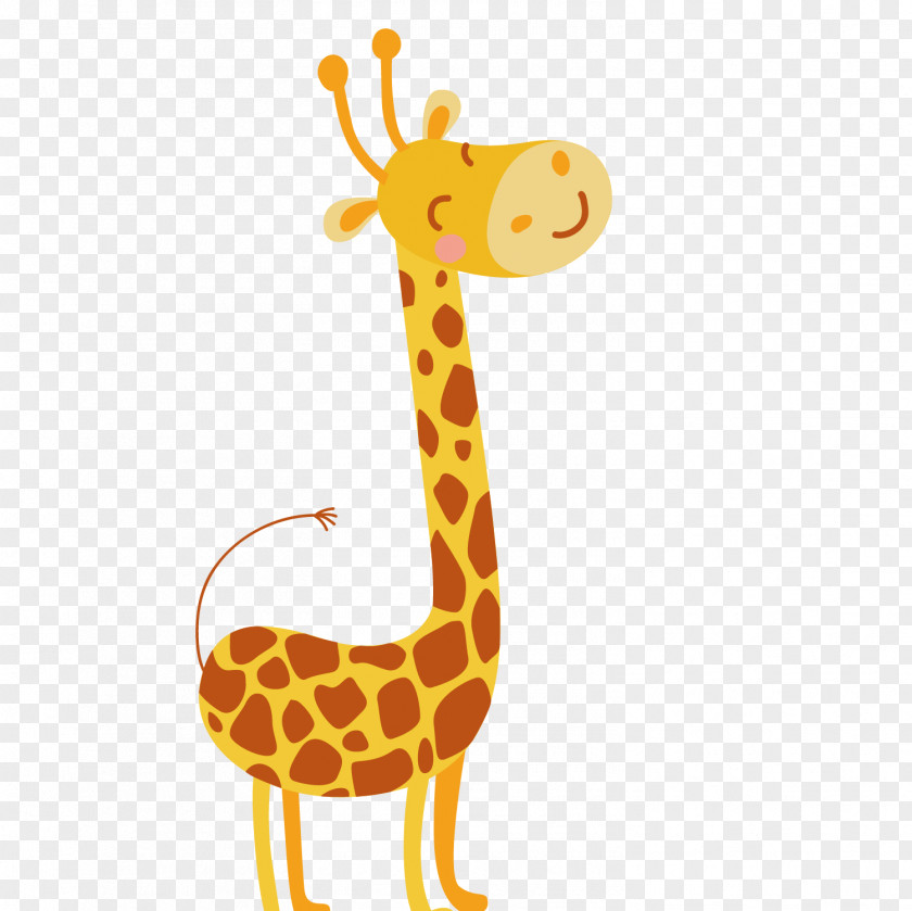 Cartoon Cute Giraffe Vector Greeting Card Birthday PNG