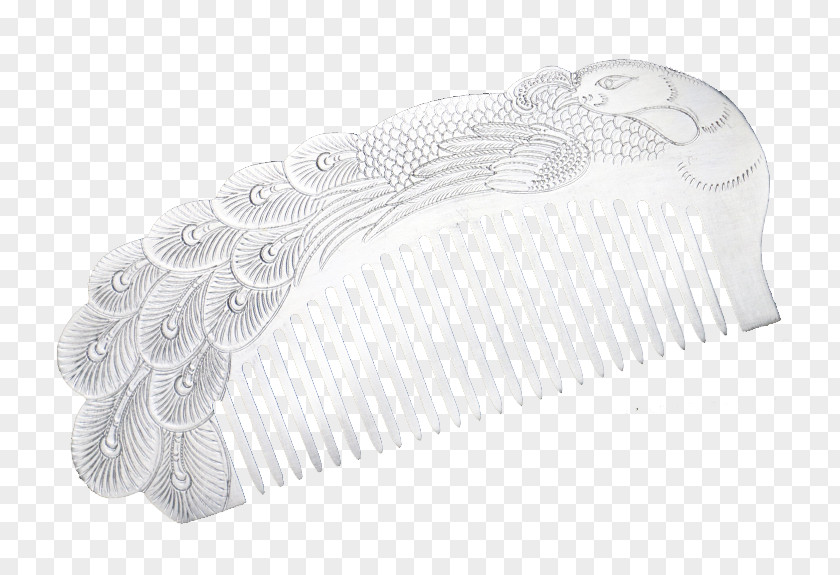 Phoenix Pattern Silver Comb White Shoe Material PNG