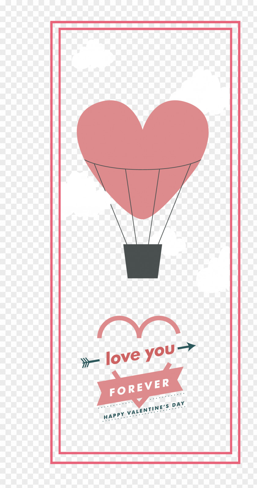 Hot Air Balloon Valentine Card Template PNG
