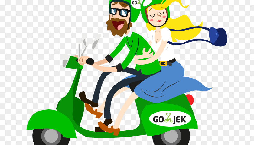 SCOOTER CARTOON Go-Jek Motorcycle Taxi Car Moped PNG