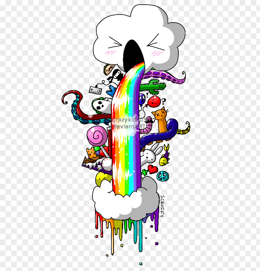 Rainbow Brite Vomiting Graphic Design Art PNG