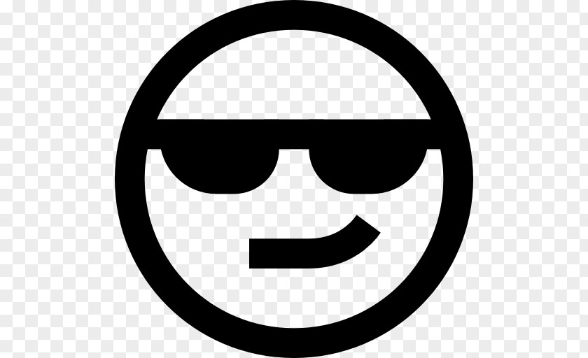 Cool Emoticon Smiley Facial Expression Black And White PNG