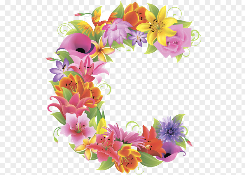 Flower Floral Design Letter English Alphabet C PNG
