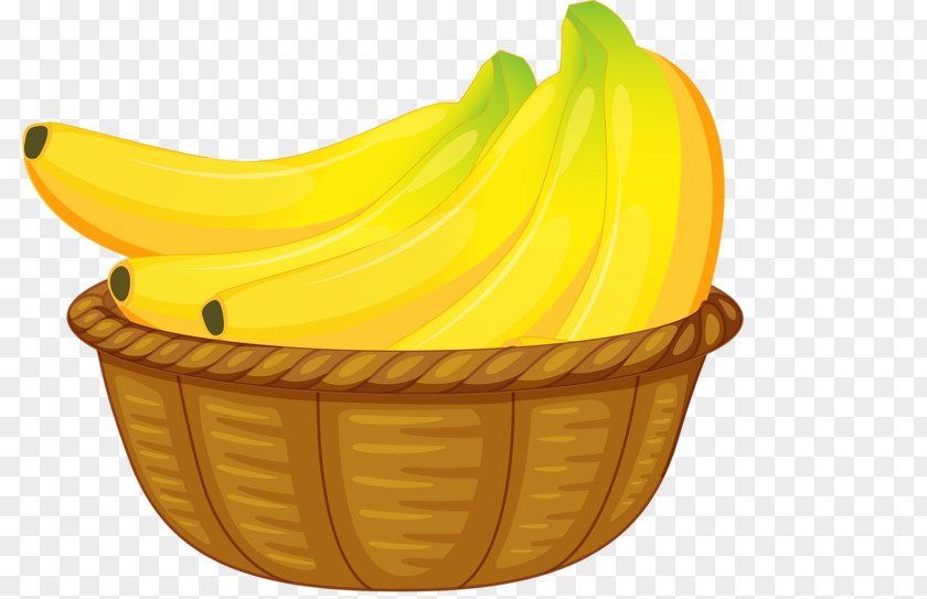 Banana Basket Cartoon Illustration PNG