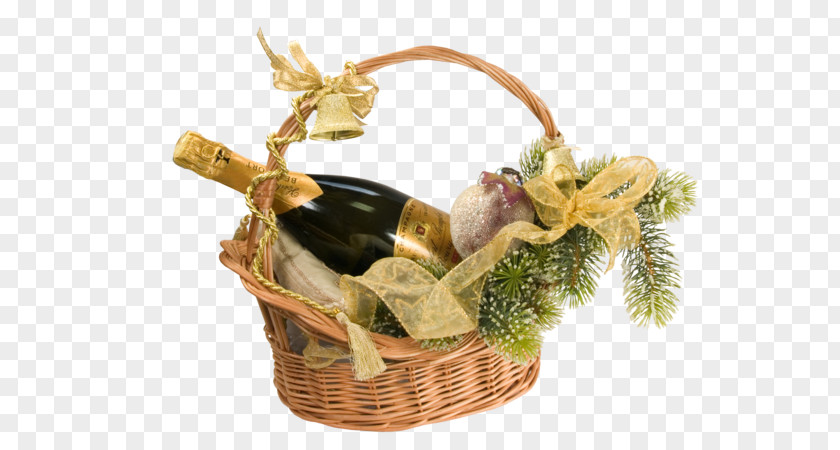 Gift New Year Food Baskets Champagne Clip Art PNG