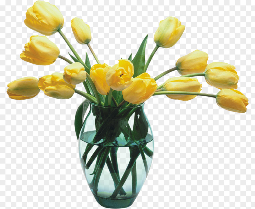 Glass Vase With Yellow Tulips Flower Tulip Clip Art PNG