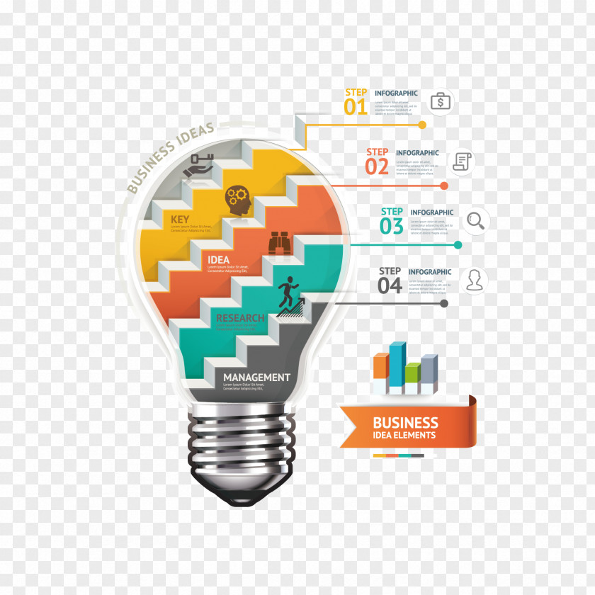 Vector Ladder Bulb Infographic Idea Business Diagram PNG