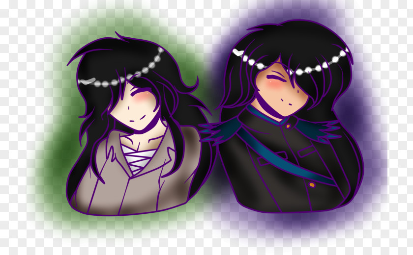 Purple Black Hair Character PNG